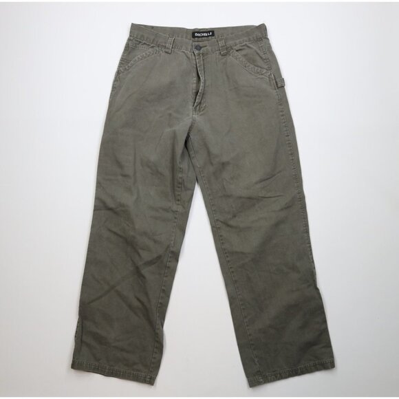 Vtg 90s Y2K Streetwear Mens 34x30 Faded Baggy Wide Leg Skateboard Pants Green